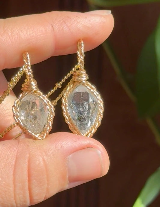 Herkimer Diamond in 14k gold with 16” chain