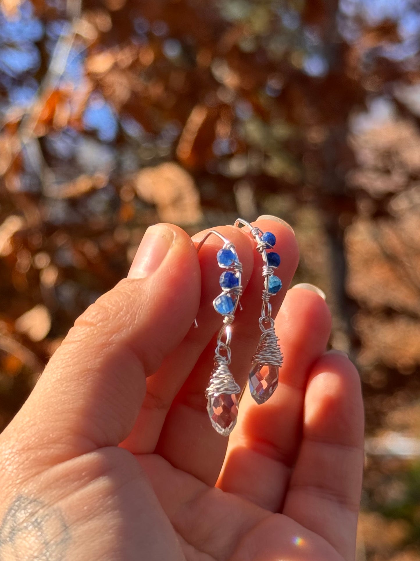 Kyanite Elf Earrings ~ solid sterling hooks and all!