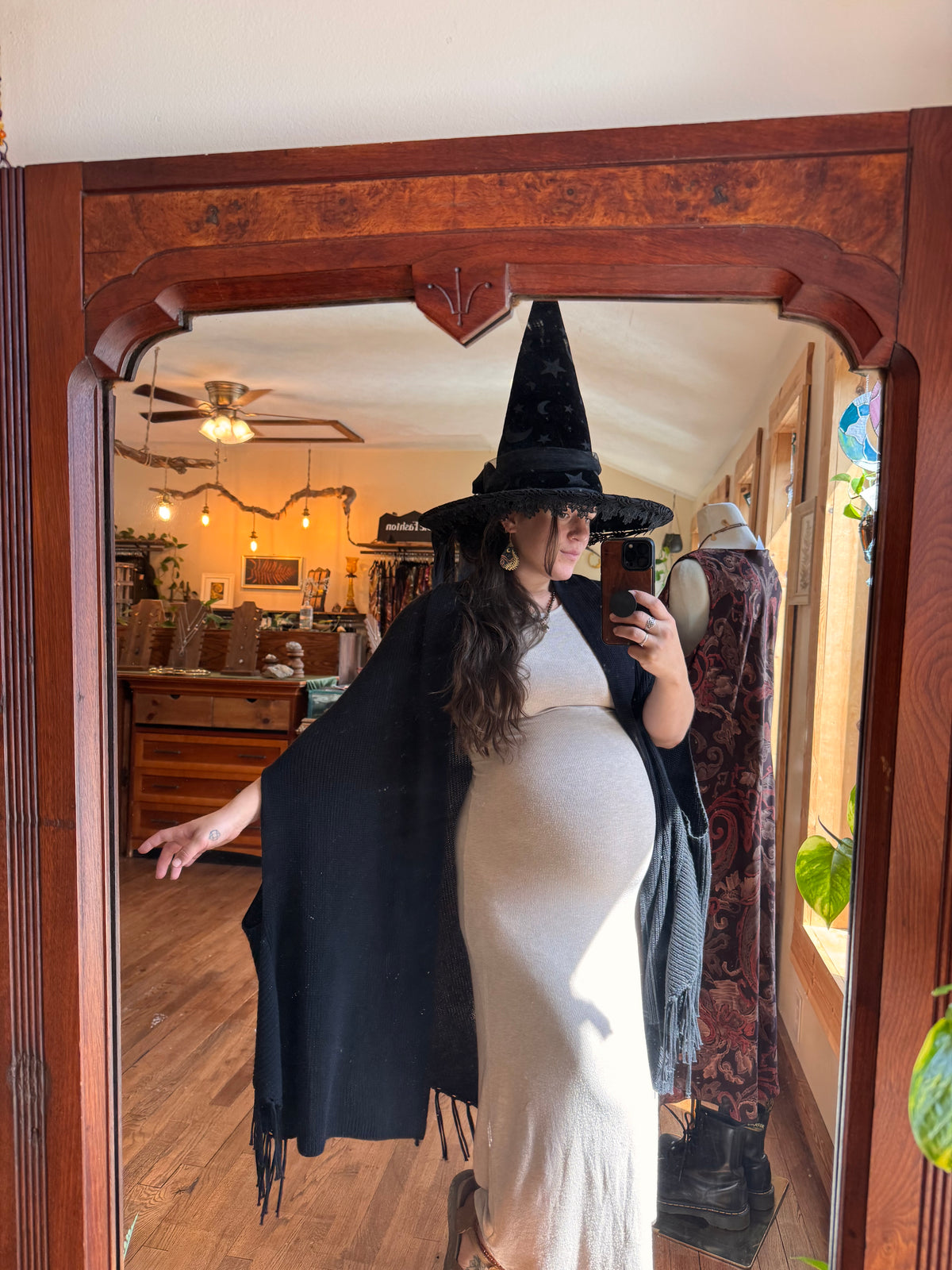 Size L+ Slouchy black cloak/ duster/ cardigan