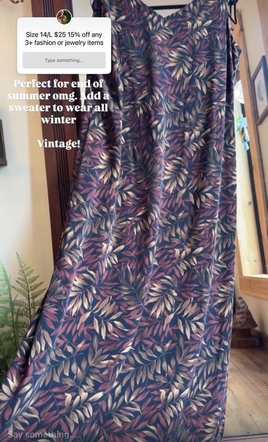 Moody colors botanical vintage dress size 14*