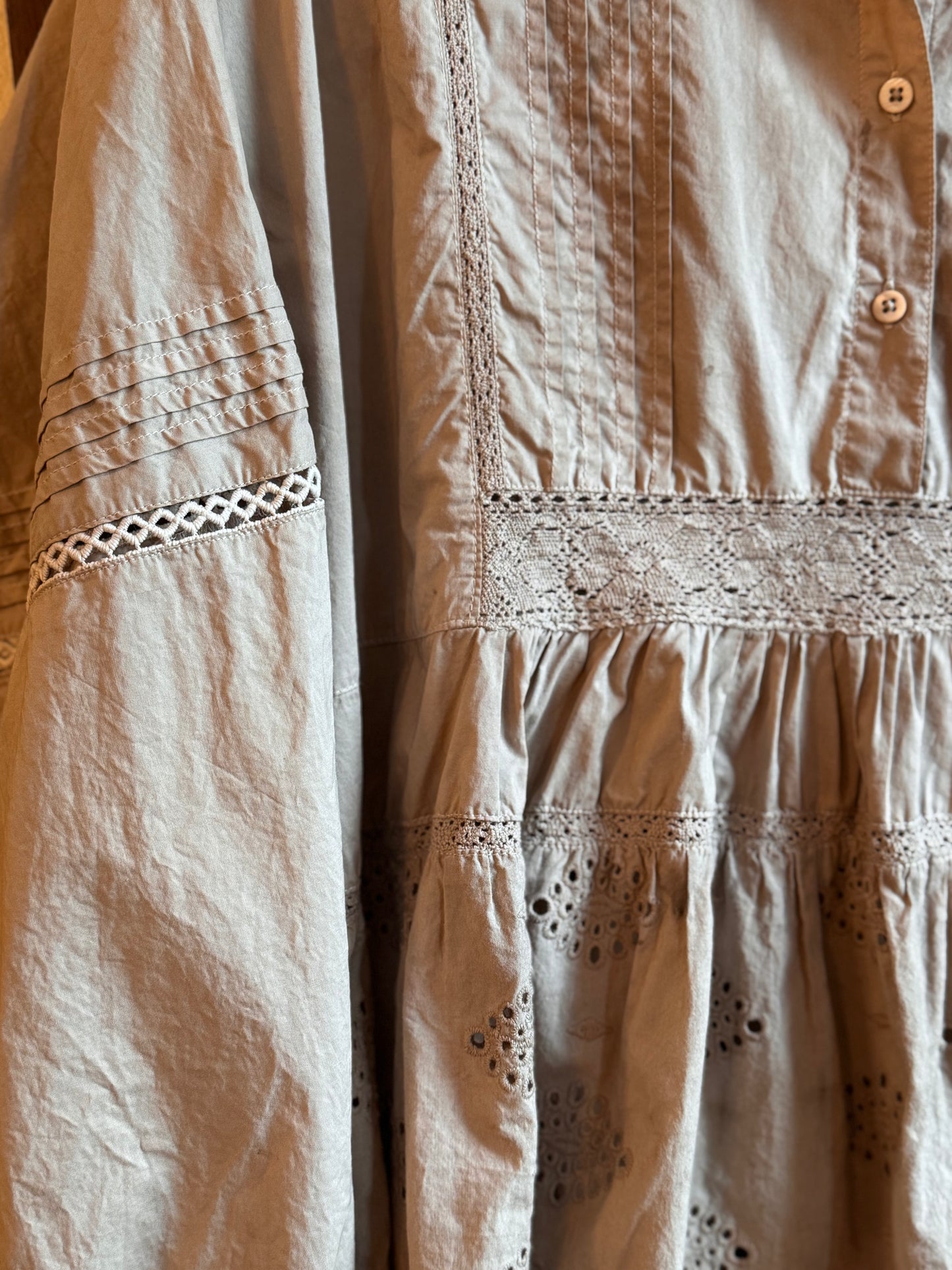 Eco Dye ~ embroidered peasant top size 3XL