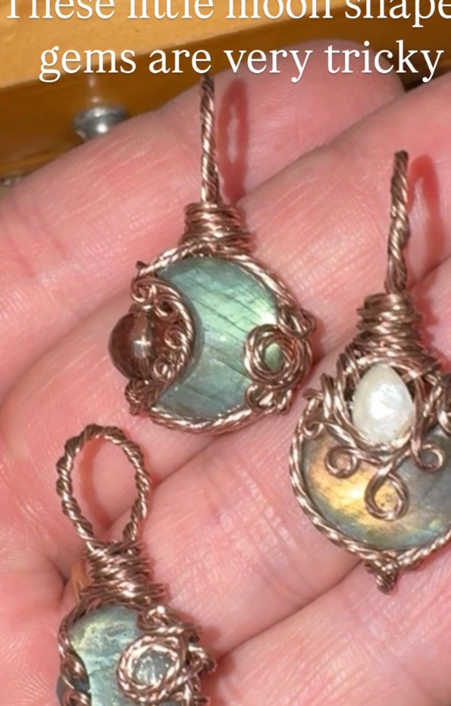 Sister moon pendants~ one Labradorite one Moonstone