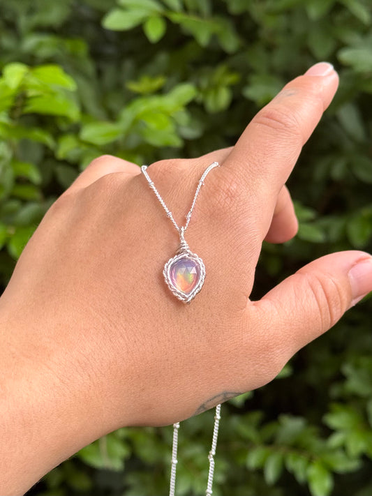 Custom Sterling and manmade opal pendant