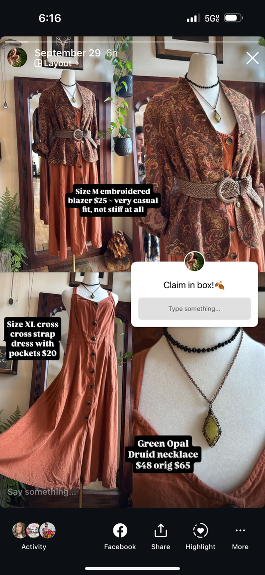 Burnt orange button up dress XL