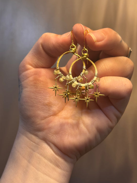 Green garnet star (name TBD) earrings