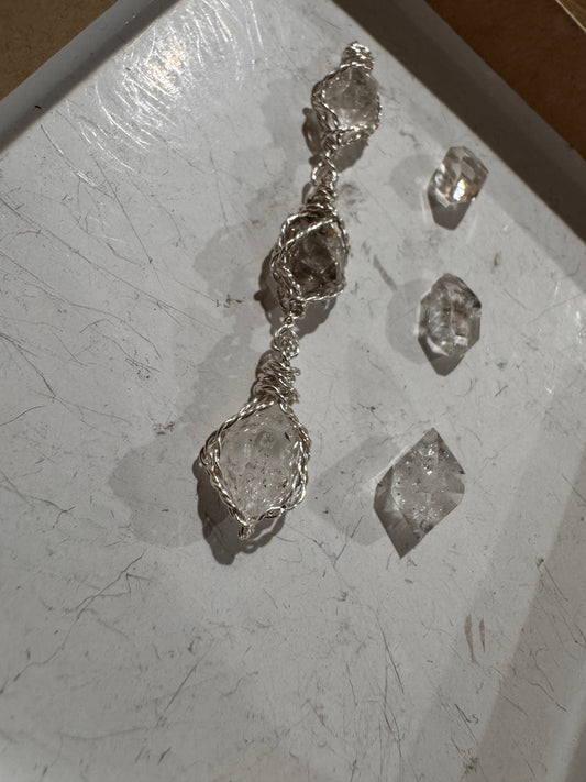 Custom cascade Herkimer Diamond earrings