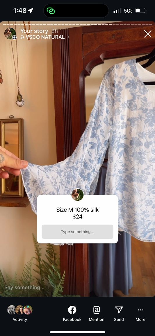 100% silk flutter sleeve top