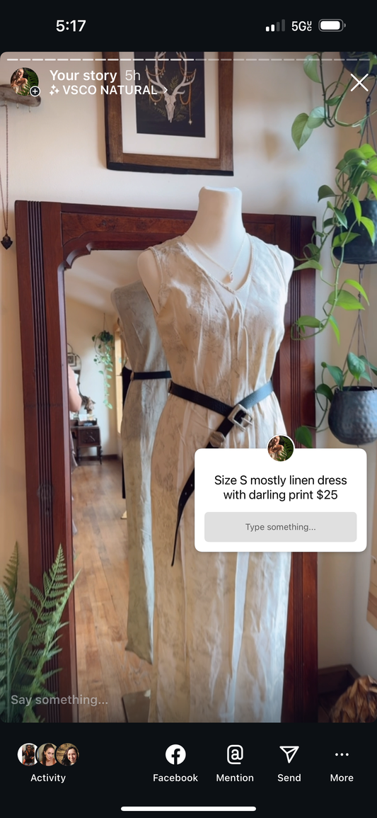 Floral linen dress S