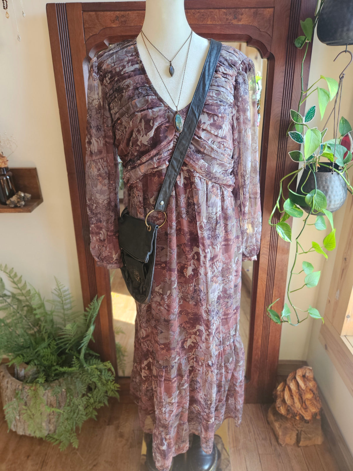 XS Sheer Botanical Dress