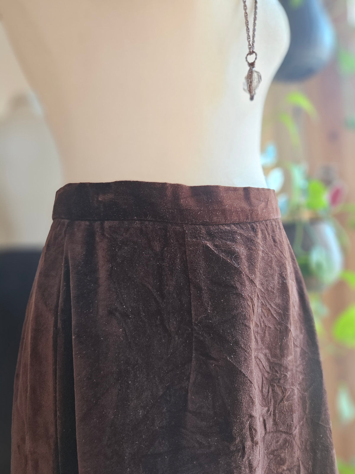 Size Medium Brown Vintage Crinkle Velvet Skirt